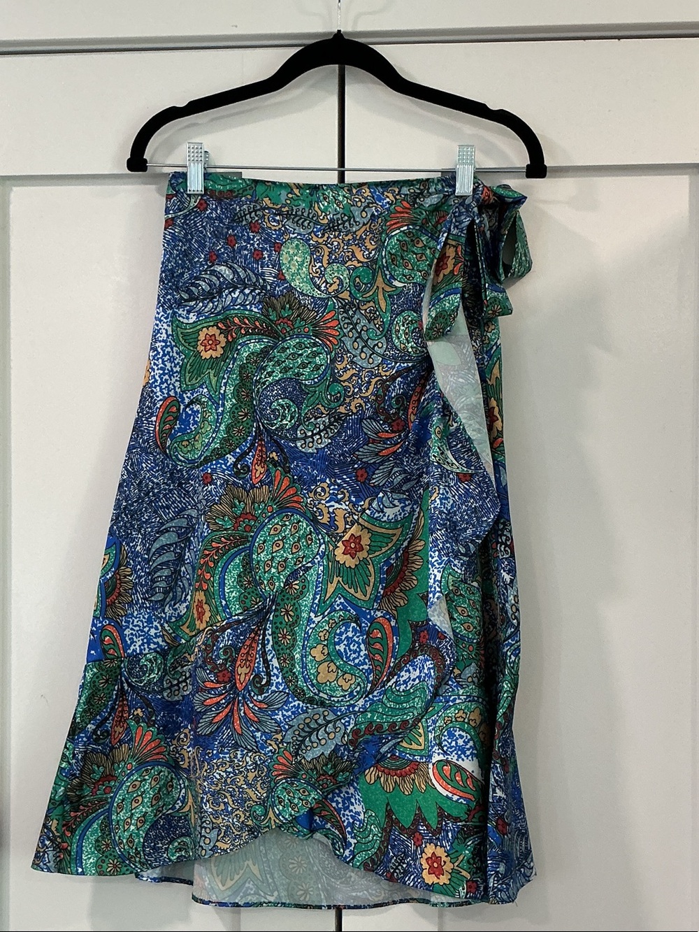 Girls' Blue & Green Paisley Tie-Waist Skirt